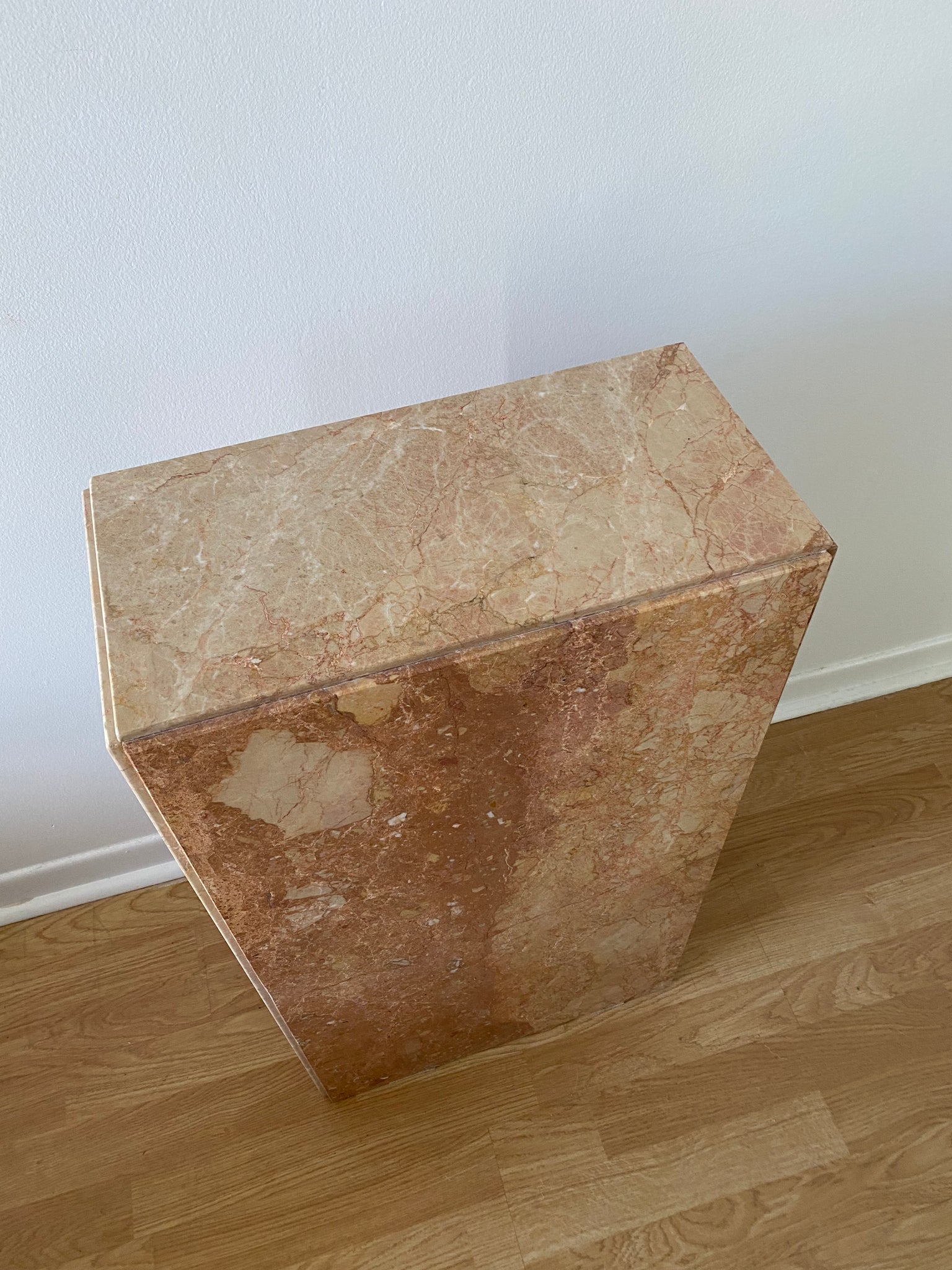 Very heavy pink marbled stone podiums