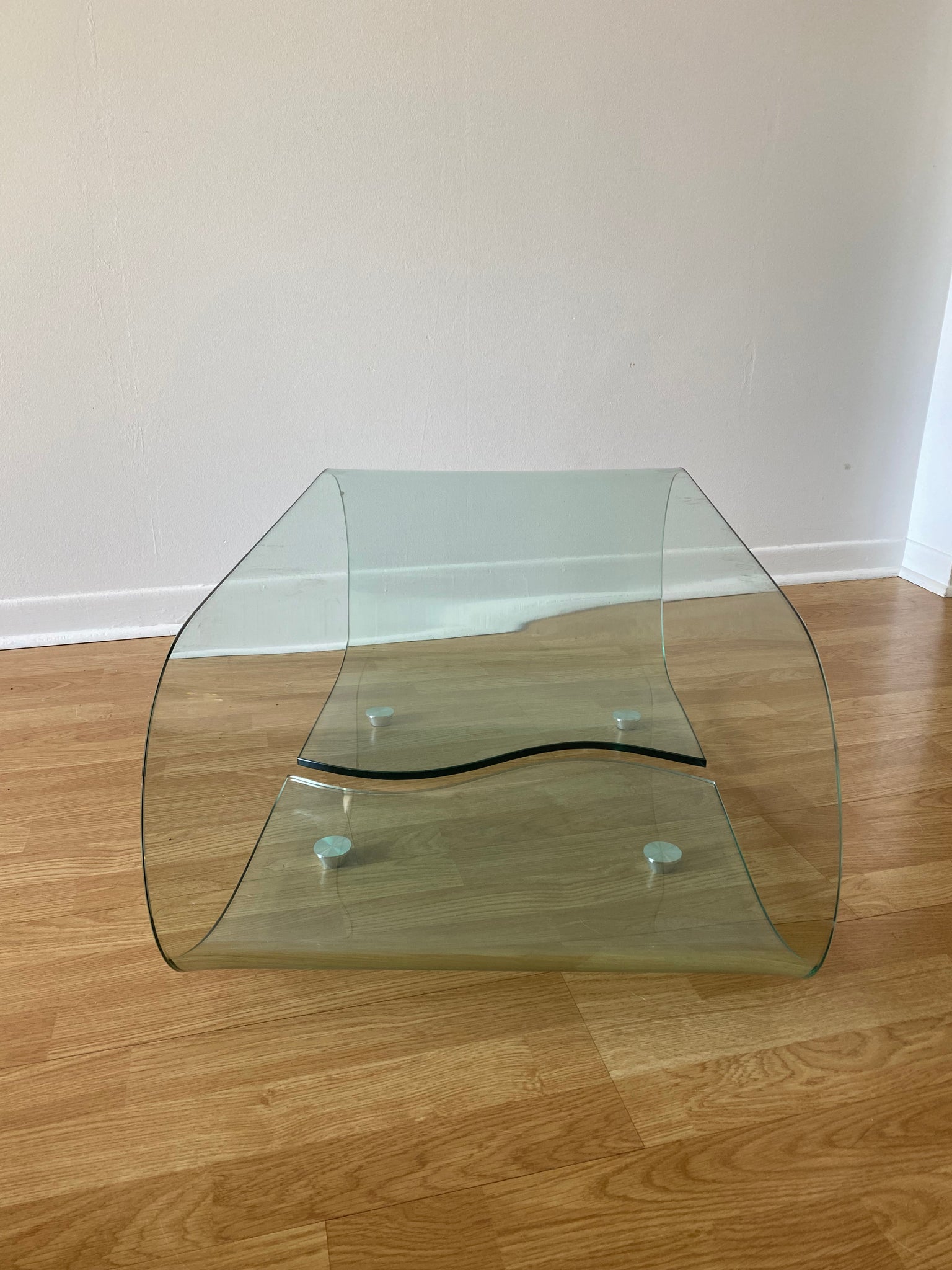 Curvy waterfall glass coffee table