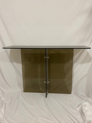 Smokey black tempered glass console table