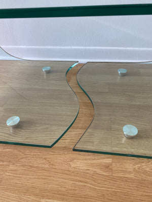 Curvy waterfall glass coffee table