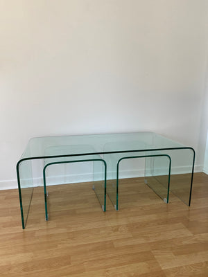 Tempered glass waterfall coffee & side tables