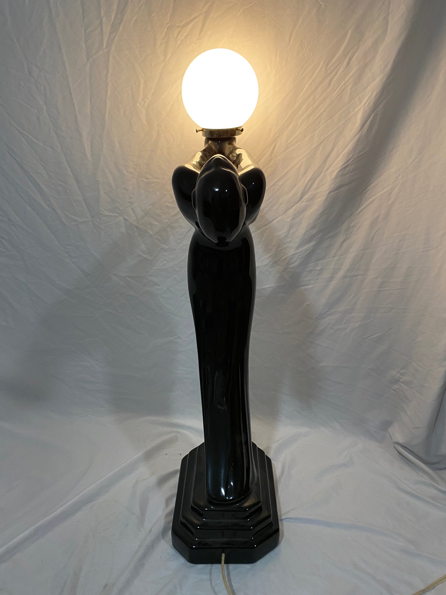 XL black ceramic art deco ladies lamps