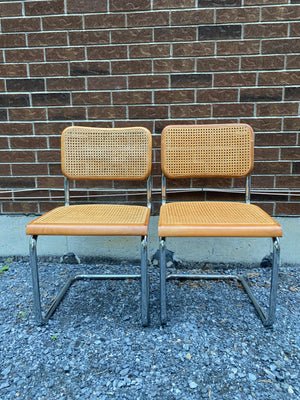 Chrome & cane cantilever Cesca chairs