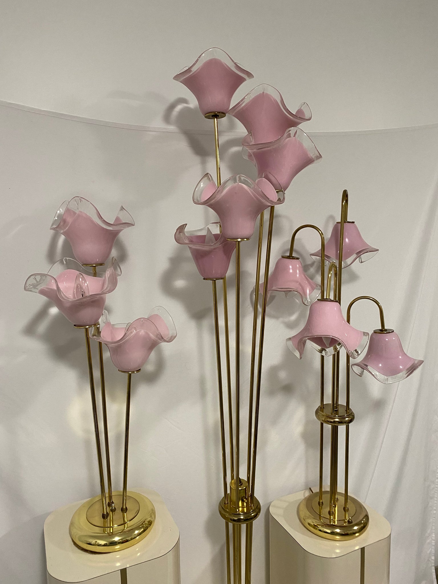 Pink Murano Vetri flowers table & floor lamps