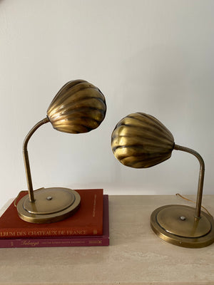 Golden metal seashell lamps