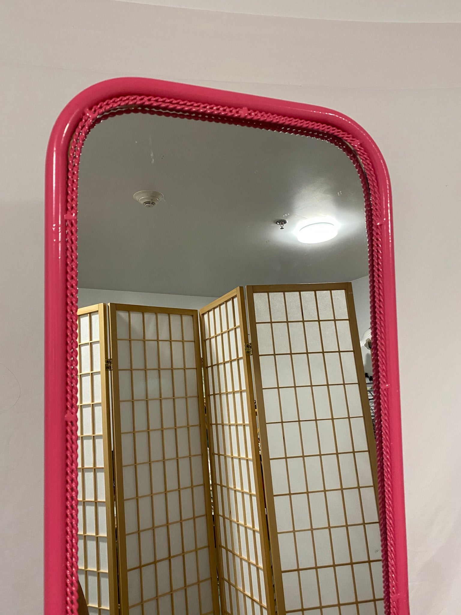 Hot pink floor mirror