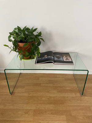 Small tempered glass waterfall coffee table