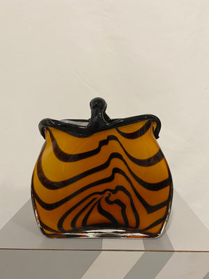 Murano style striped glass purse vase