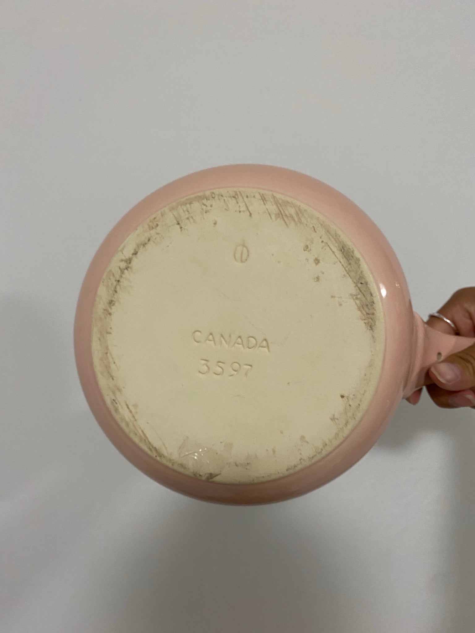 Vintage pink ceramic fondue set
