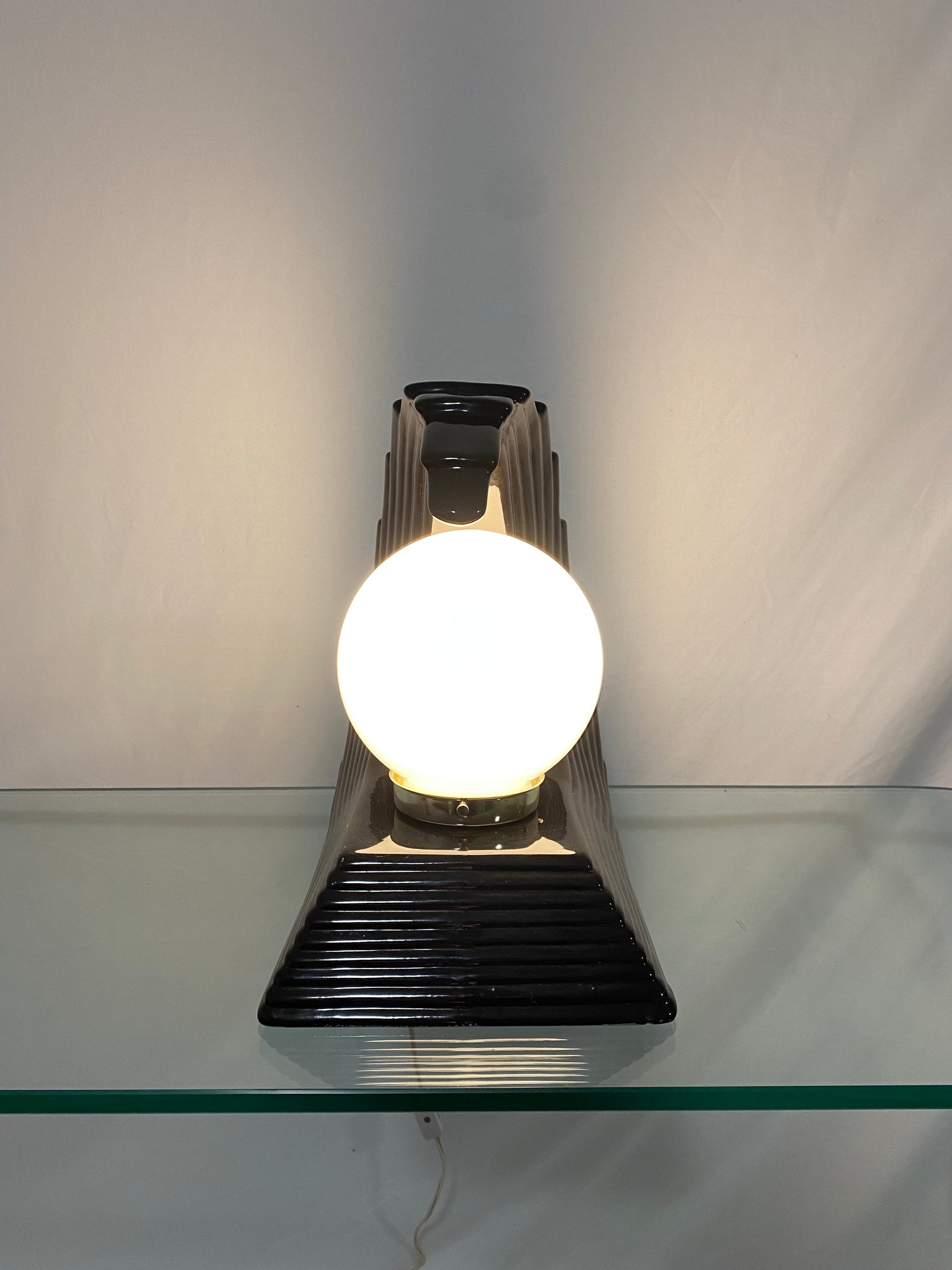 Black ceramic wave art deco lamp