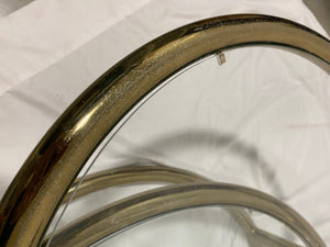 Golden brass & glass round swivel coffee table