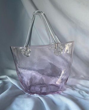 Pink tinted Murano glass style purse vase