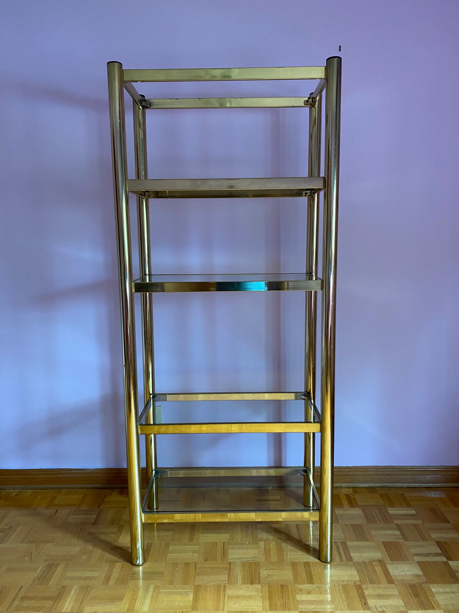 Brass and hot sale glass etagere