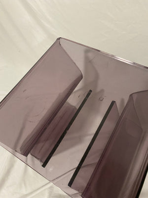 Smokey black curvy lucite waterfall side tables