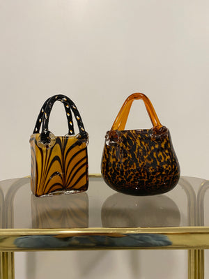 Murano style tortoise shell glass purse
