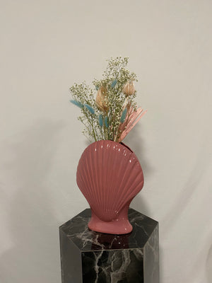 Dusty rose seashell vase