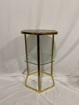 Hexagonal brass & glass side table