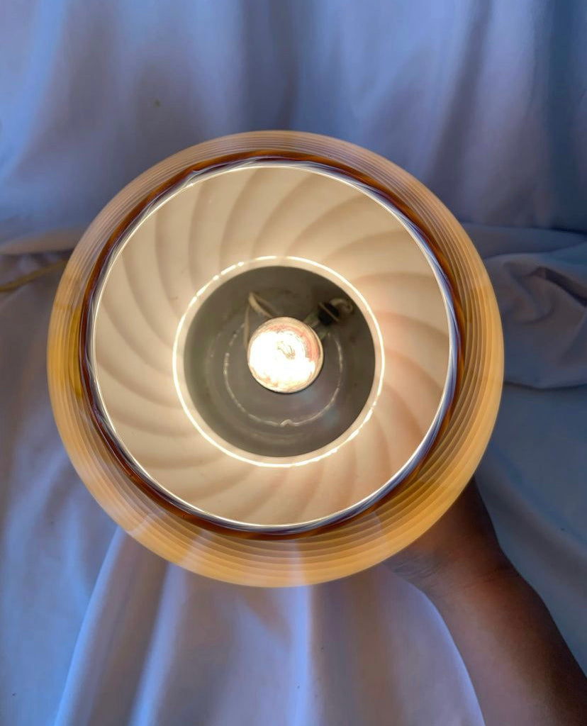 Small swirly caramel Murano glass mushroom lamps