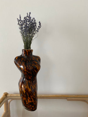 Tortoiseshell speckled glass body vase