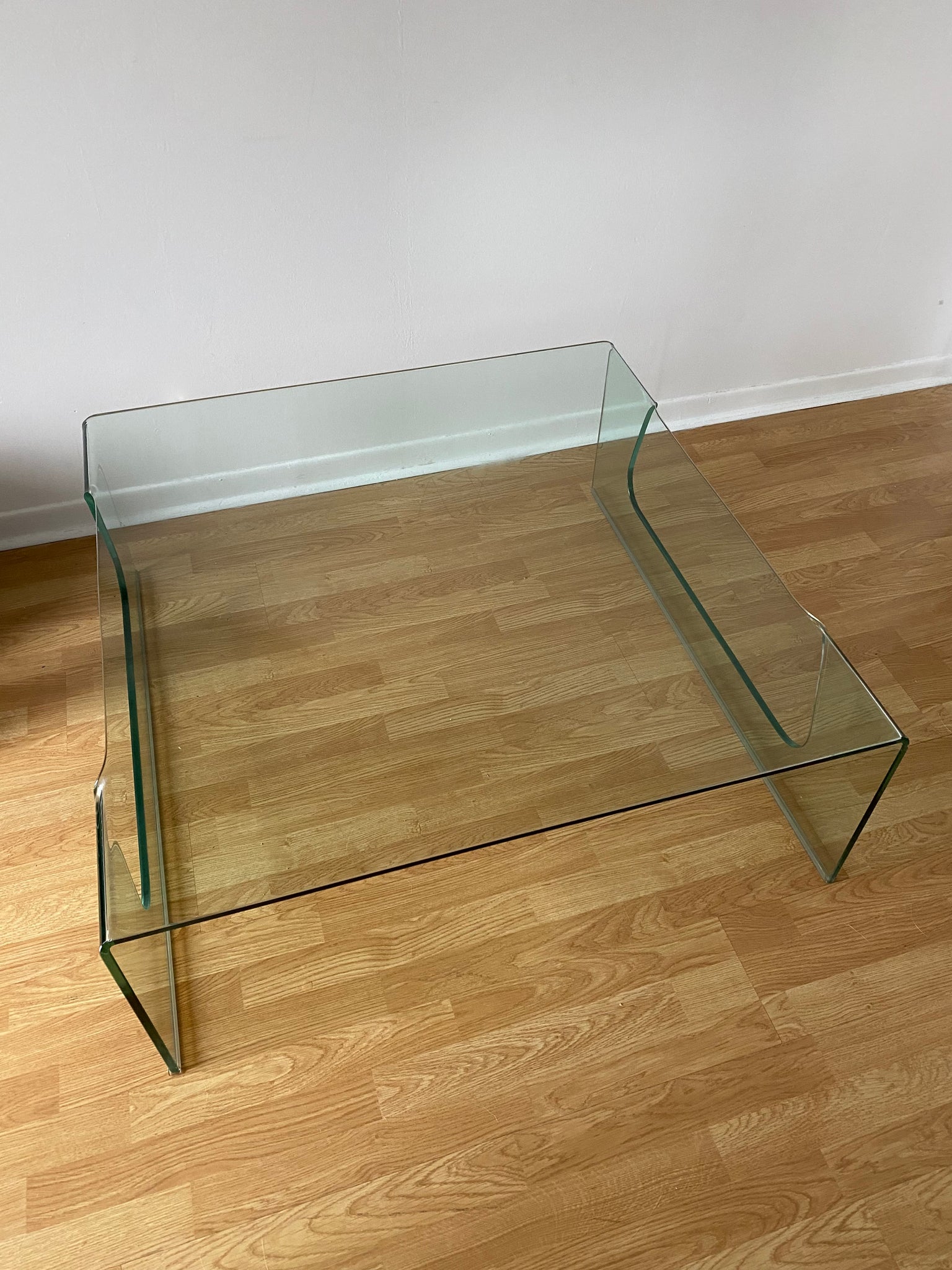 Square cut out tempered glass waterfall coffee table Turquoise s