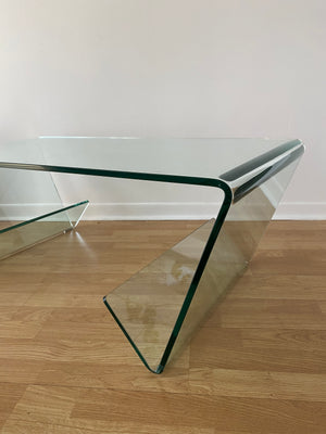 Tempered glass waterfall coffee table with edges