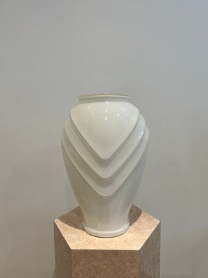 Large white art deco glass vase