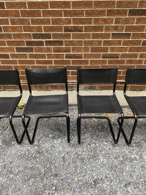 Black leather cantilever Marcel Breuer B33 style chairs