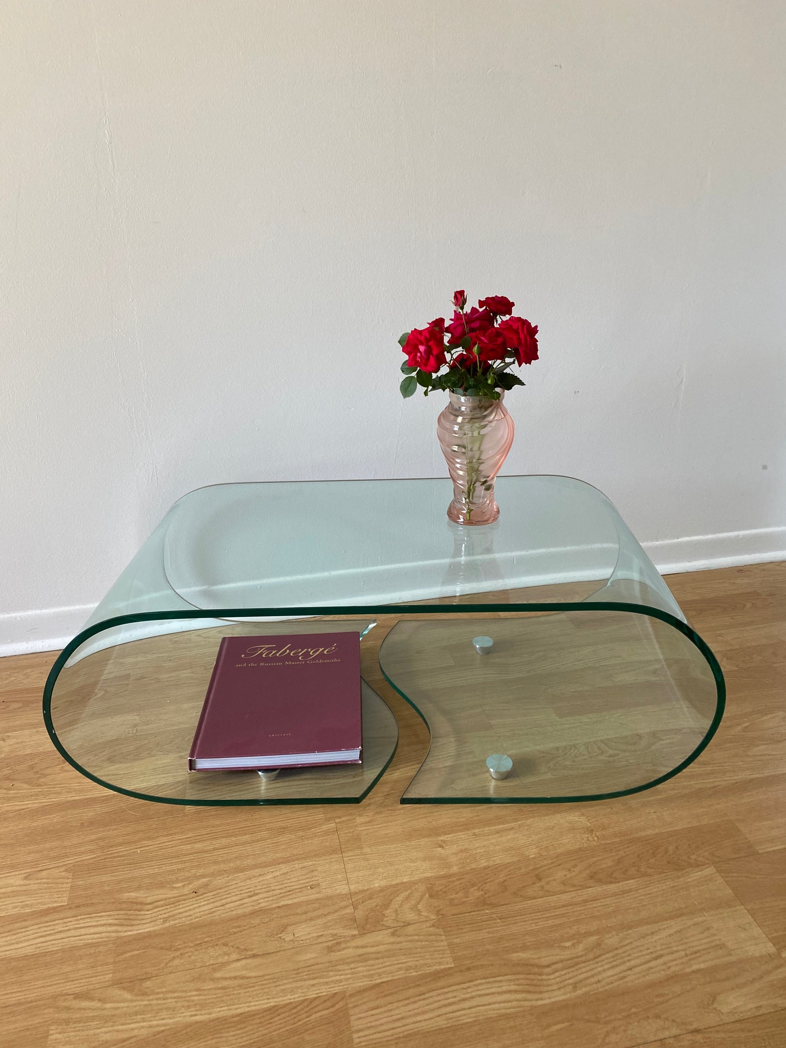 Curvy waterfall glass coffee table