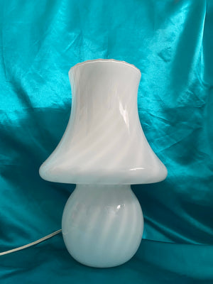 Medium white swirl Murano mushroom lamp