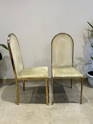 Light green velour & golden brass chairs