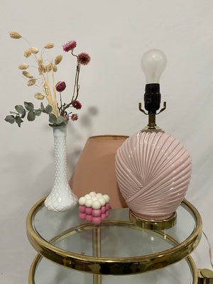 Pink art deco glass seashell lamp