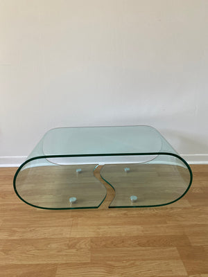 Curvy waterfall glass coffee table