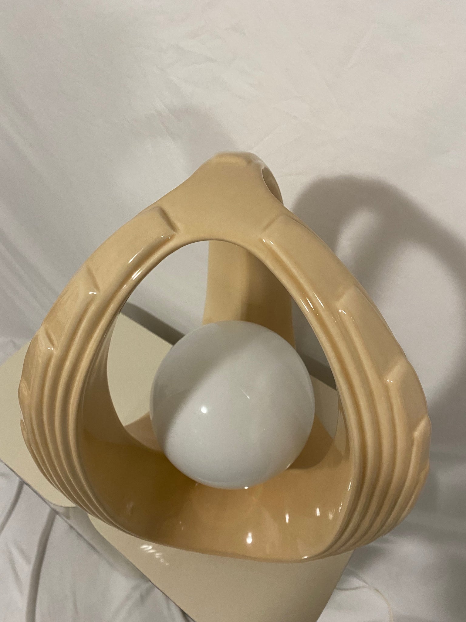 Creamy peach ceramic art deco lamps
