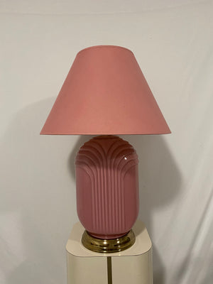 XL pink art deco glass lamp