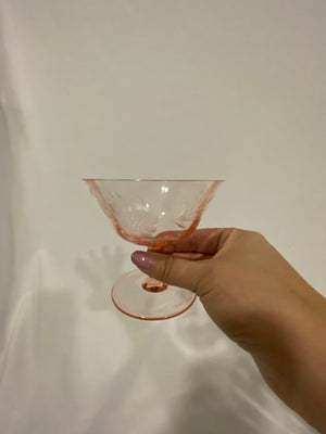 Selection of pink depression glass style glasses