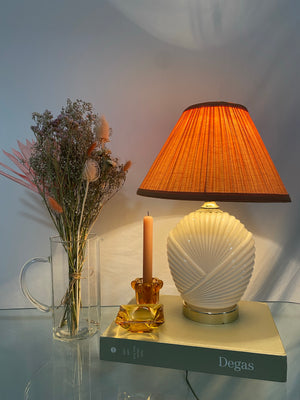 White art deco glass seashell lamp