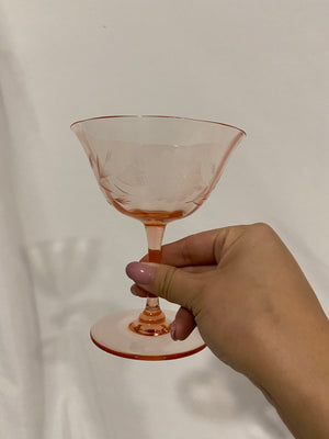 Selection of pink depression glass style glasses