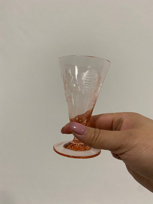 Selection of pink depression glass style glasses