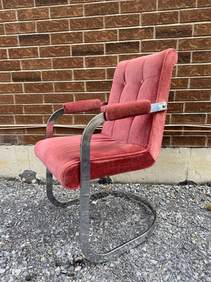 Strawberry velour & chrome chairs