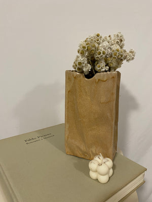Paper bag ceramic vase