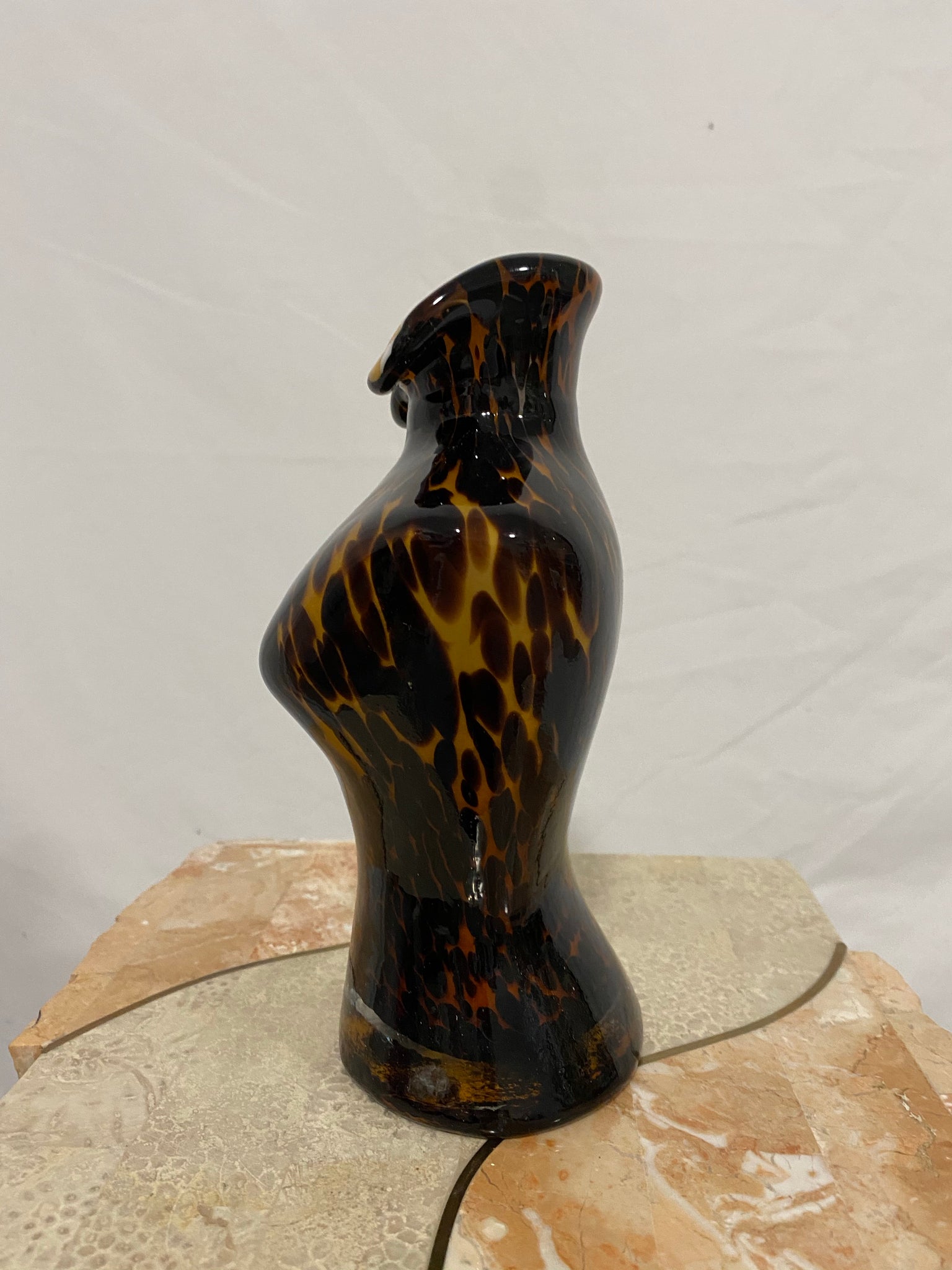 Murano style tortoise shell glass body vase