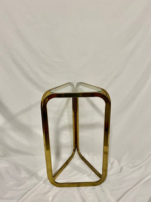 Golden brass & glass triangular table