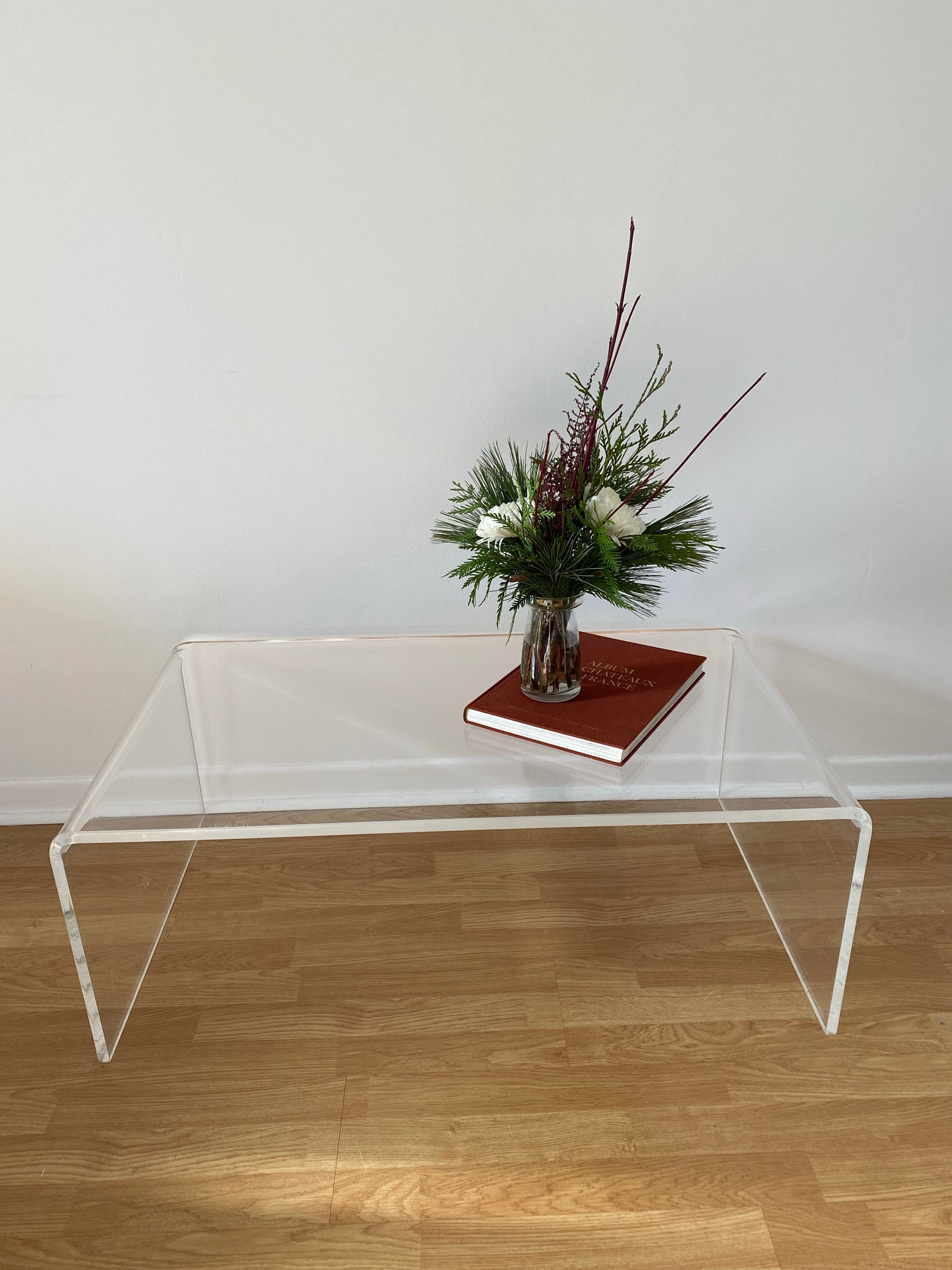 Lucite waterfall coffee table