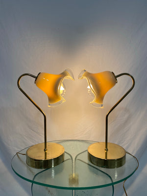 Cream Murano Vetri flower lamp