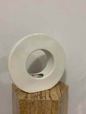 White round ceramic vase