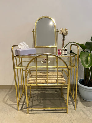 Golden brass & glass vanity