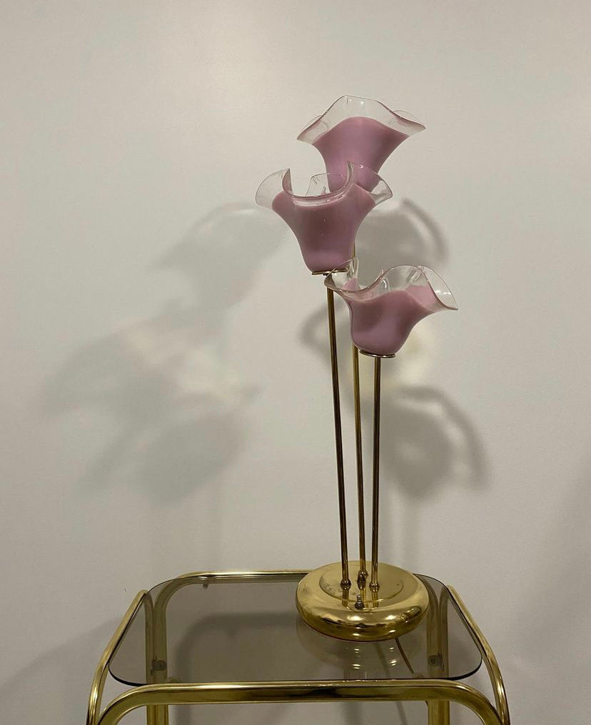Pink Murano Vetri flowers table & floor lamps