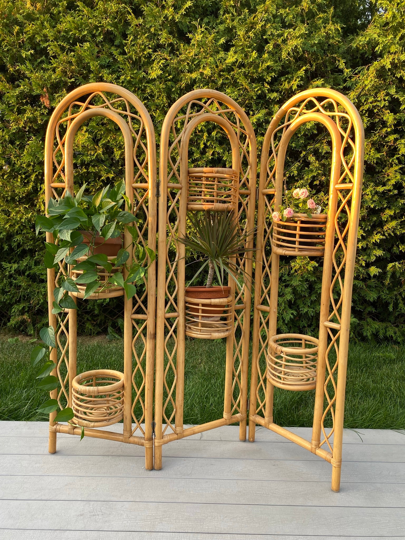 Bamboo paravent with planters
