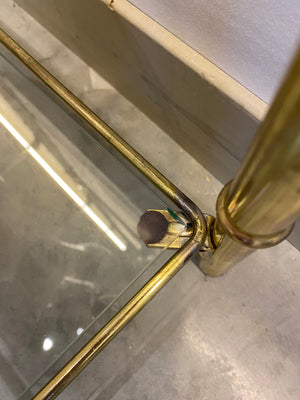 Hollywood regency brass & glass arched shelf