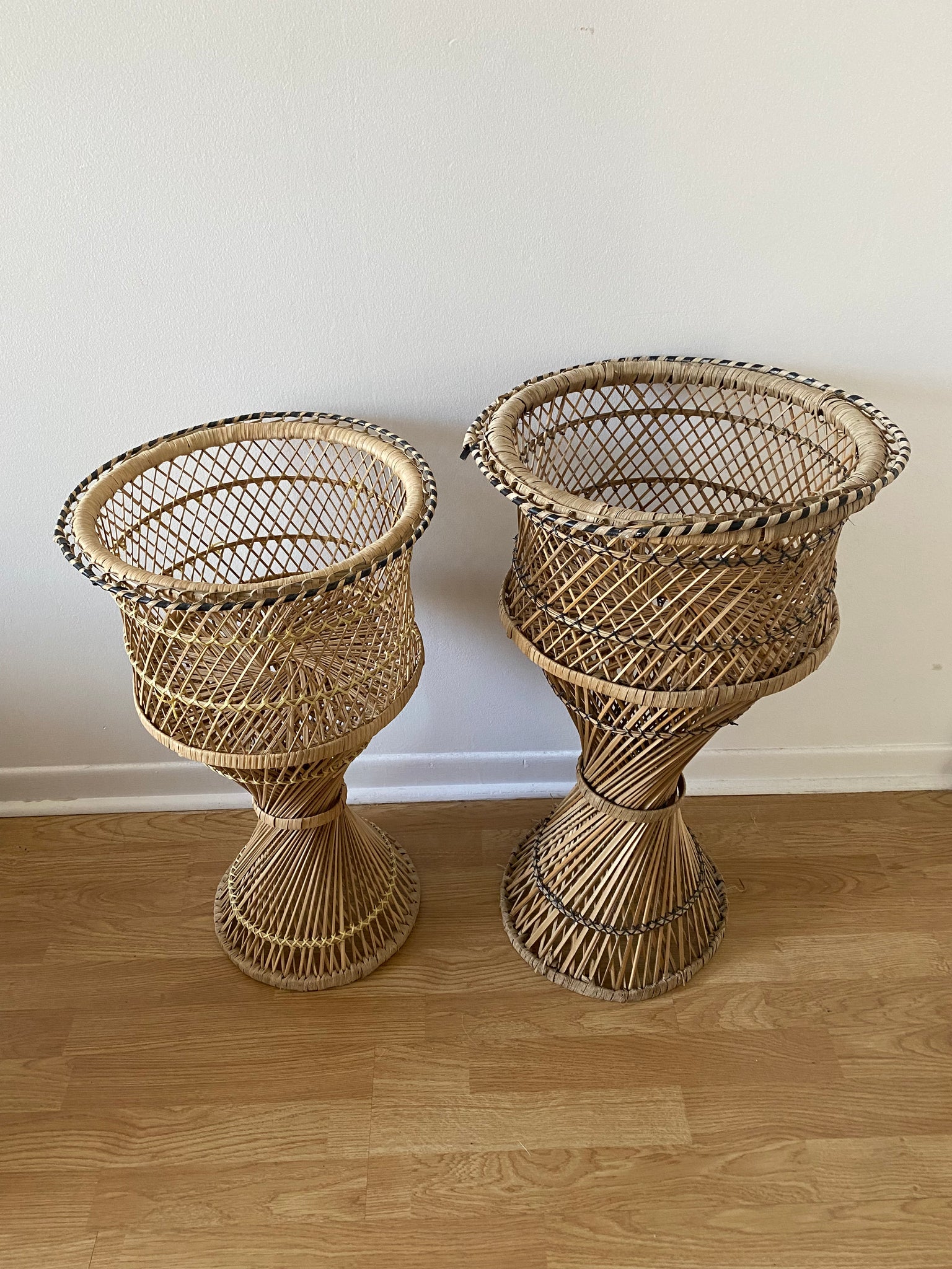 Tall peacock wicker plant stands